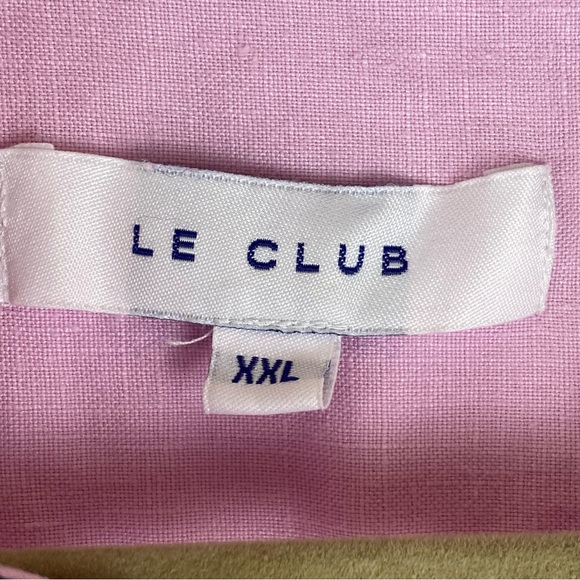 Le Club Mens 2XL Linen Pink Button Up Long Sleeve Shirt Beach Causal Blue - Picture 5 of 9